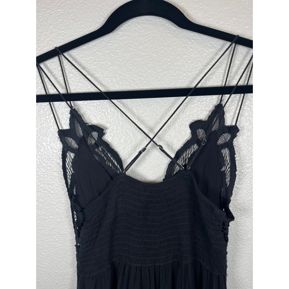 Free People FP One Adella Slip Dress Crochet Lace Ruffle Mini Black Small - Picture 9 of 11